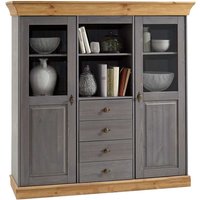 Wohnzimmer Highboard in Grau Kiefer teilmassiv Landhaus von Life Meubles