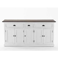 XL Sideboard Landhaus in Weiß und Dunkelbraun 180 cm breit von Life Meubles