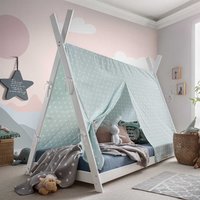 Zelt Kinderbett aus Buche Massivholz optional mit Vorhang von Life Meubles