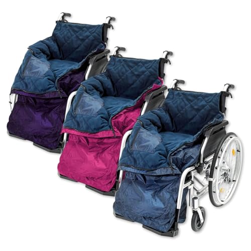 Biscay Deluxe Rollstuhl-Cozy – Extra groß | Lila | wasserdichtes Polyester & PVC gestepptes Fleece gefüttert Reißverschluss Öffnung verstellbare Schnallen Schlaufen Rollstuhlgemütlich zum Schutz vor von Life With Dignity