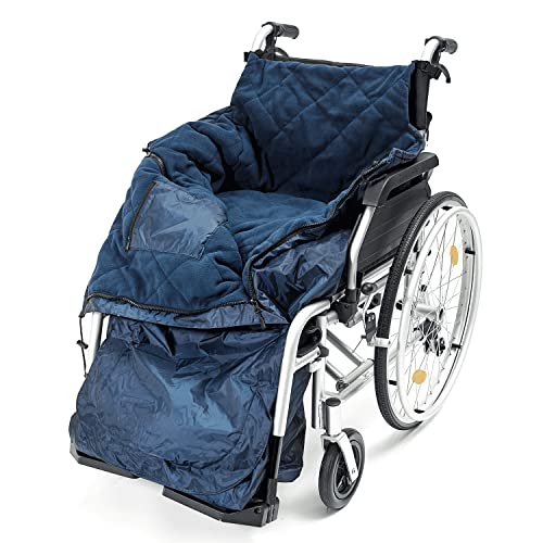 Biscay Deluxe Rollstuhl-Kuscheldecke - XL | wasserdichte Rollstuhldecke aus mit gestepptem Fleecefutter, Reißverschlussöffnung, verstellbaren Schnallenösen zum Schutz vor den Elementen von Life With Dignity