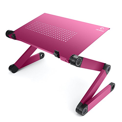 LifeBasis Laptop Ständer Klappbar für Notebook Vollig Anpassungsfähig Notebook Stand Aluminiumlegierung Tragbares Bett Frühstück Tablett Buch Ständer für Laptop bis zu 17 inch, Rosa MEHRWEG von LifeBasis