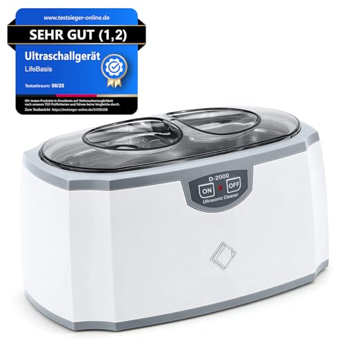LifeBasis Ultraschallreinigungsgerät 420ml- TESTSIEGER 2025 Brillenreinigungsgerät Ultraschallreiniger Ultraschallbad für Zahnersatz Brillen Schmuck Uhren Pinsel Münze Rasierkopf Messer 45000Hz 30W von LifeBasis