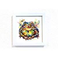 Waldperlenkönig Kunstwerk - Druck Von Bunten Aquarell Froschkunst von LifeOfRainbowButter
