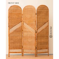 Handgemachter Rattan Raumteiler, 3 Panel Cane Faltbare Trennwand, Sichtschutz, Bett Kopfteil Boho Dekor von LifeOnWall