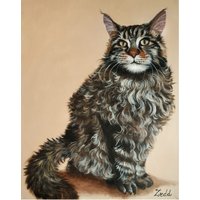 Handgemaltes Katzenportrait Custom, Katzenportrait, Vom Foto, Fertig Zum Aufhängen Von Kunst von LifeOnWall