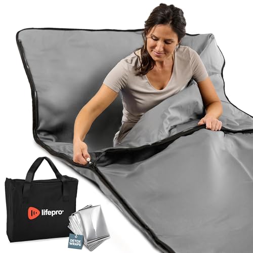 LifePro Infrarot-Saunadecke für Entgiftung und Entspannung, tragbare Fern-Infrarot-Heimsauna, löst Muskelverspannungen, Erholung - RejuvaWrap-Serie mit einstellbaren Heizstufen von LifePro