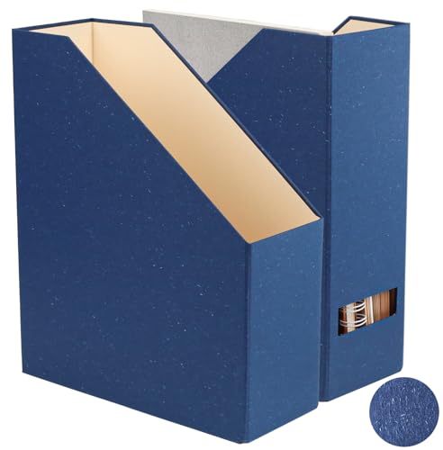LifeSto Zeitschriftenhalter – Aktenhalter und Schreibtisch-Organizer, Papp-Buch-Organizer und Aufbewahrungsbox für Dokumente, Zuhause und Büro (klassisches Blau, 2er-Pack) von LifeSto