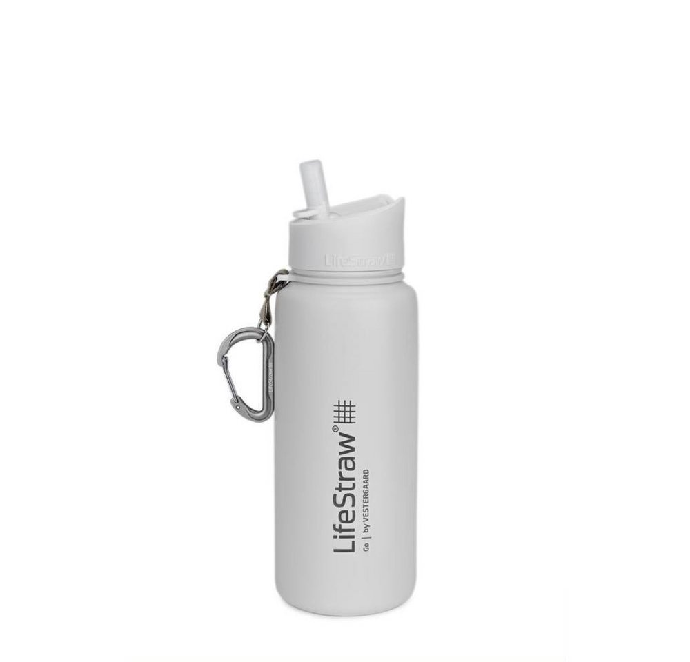 LifeStraw Trinkflasche Go Stainless Steel, 0,7l, mit Filter, weiß, Edelstahl, Wasserflasche, spülmaschinenfest von LifeStraw