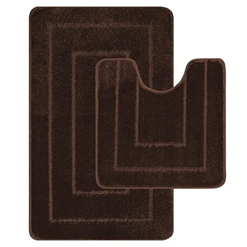 LSC Badvorleger, rutschfest, 2 Stück, flauschig, inkl. 1 Badematte (50 x 80 cm) und 1 WC-Vorleger (50 x 50 cm), Schokoladenbraun von LifeStyle Comfort Ltd