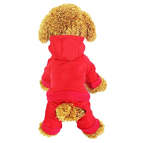 LifeWheel Haustier Kleidung Hundemantel Hundepullover Warm Wintermantel Hunde Kostüm für Katzen Kleine Hunde Hunde-Kapuzenpullover (Rot, M) von LifeWheel