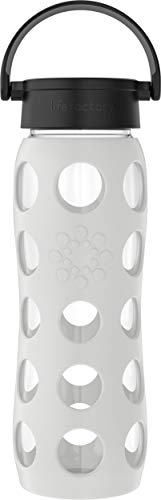 Lifefactory Glas Trinkflasche mit Silikon-Schutzhülle, BPA-frei, auslaufsicher, spülmaschinenfest, 650ml, cool grey, 18215 von Lifefactory