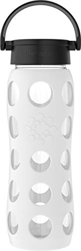 Lifefactory Glas Trinkflasche mit Silikon-Schutzhülle, BPA-frei, auslaufsicher, spülmaschinenfest, 650ml, weiß von Lifefactory