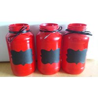 Rote Kreidetafel Label Gläser - Chalkboard Custom Aufbewahrungsgläser Und Schwarze Küchengläser 3Er Set von LifeisChaos
