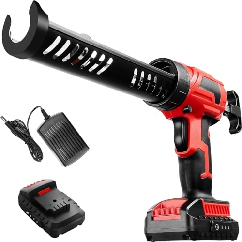 20 V kabellose Kartuschenpistole mit 2,0 Ah Akku und Ladegerät, elektrische Kartuschenpistole mit einstellbarer Geschwindigkeit 10 oz/300 ml zum Abdichten, Polstern, Versiegeln von Lifellery