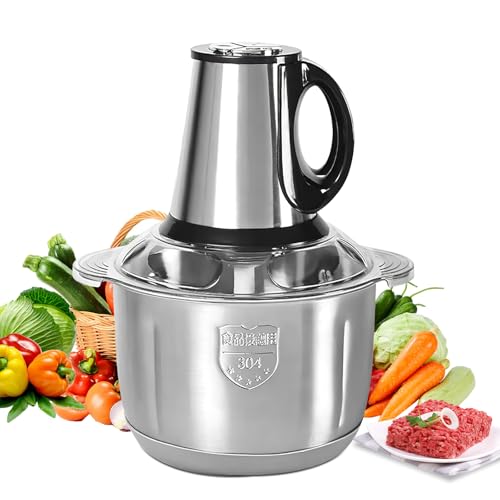 Elektrischer Fleischwolf 5 l, vielseitiger Fleischwolf, 500 W, 3 Geschwindigkeitsstufen, elektrischer Zerkleinerer für Lebensmittel, mit 4 abnehmbaren Klingen, Multifunktions-Zerkleinerer für Fleisch, von Lifellery