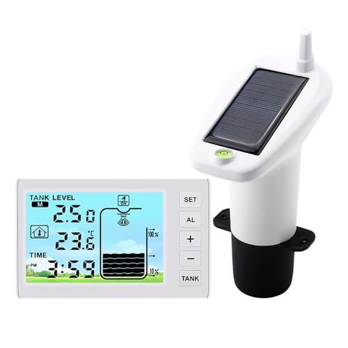 Transmitter für Wasserstandssensor, Ultraschall-Flüssigkeitsstandsanzeige, mit interner Flüssigkeitstemperaturanzeige, LCD-Display, Ein-/Aus-Funktion der Hintergrundbeleuchtung von Lifellery