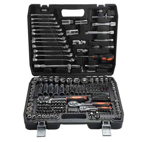 Lifemaison 216-teiliges Steckschlüssel-Set mit Ratschengriff, mit Bit-Steckschlüssel-Set, metrisch und Verlängerungsstange für Heimwerker, Autoreparatur und Haushalt, mit Aufbewahrungskoffer Lifemaison 216-teiliges Steckschlüssel-Set mit Ratschengriff, mit Bit-Steckschlüssel-Set, metrisch und Verlängerungsstange für Heimwerker, Autoreparatur und Haushalt, mit Aufbewahrungskoffer von Lifemaison