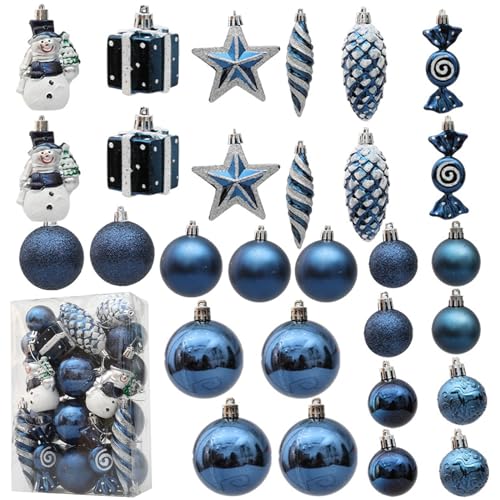 Lifemaison 29er Set Premium Weihnachtskugeln Kunststoff,Weihnachtskugeln Christbaumschmuck,Robuste und Sichere Christbaumschmuck Set mit Aufhängen,Christbaumkugeln Bunt,Mehrweg Weihnachtsdeko,Blau von Lifemaison