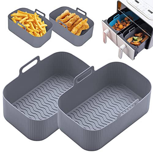 Lifemaison 2Pcs Airfryer Silikonform für Ninja AF400EU AF300EU Double Stack XL SL400EU 9.5L,Airfryer Zubehör für Ninja Foodi Max Dual Zone,Air Fryer Accessories für Innsky,Princess Heißluftfritteuse von Lifemaison