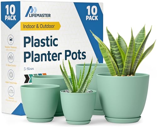 Lifemaster Pflanztöpfe mit Drainagelöchern - Leichte, langlebige & platzsparende Töpfe für drinnen und draußen - vielseitige Funktionalität, Schlichtes modernes Design, 10er Set Pflanztöpfe aus Lifemaster Pflanztöpfe mit Drainagelöchern - Leichte, langlebige & platzsparende Töpfe für drinnen und draußen - vielseitige Funktionalität, Schlichtes modernes Design, 10er Set Pflanztöpfe aus von Lifemaster