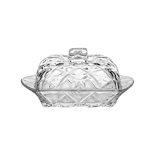 Butterdose aus Glas für Arbeitsplatte, transparenter Butterhalter mit Deckel und einfachem Griff, traditionelles Küchenzubehör, spülmaschinenfest Butterdose aus Glas für Arbeitsplatte, transparenter Butterhalter mit Deckel und einfachem Griff, traditionelles Küchenzubehör, spülmaschinenfest von Lifenanny