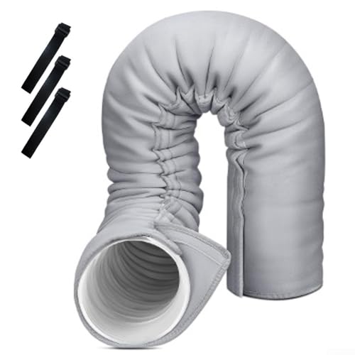 Abluftschlauchabdeckung für Klimaanlagen mit dreilagiger Thermobarriere und stabilen Doppelverschlüssen für energieeffiziente Temperaturerhaltung (grau) von LifenaviStore