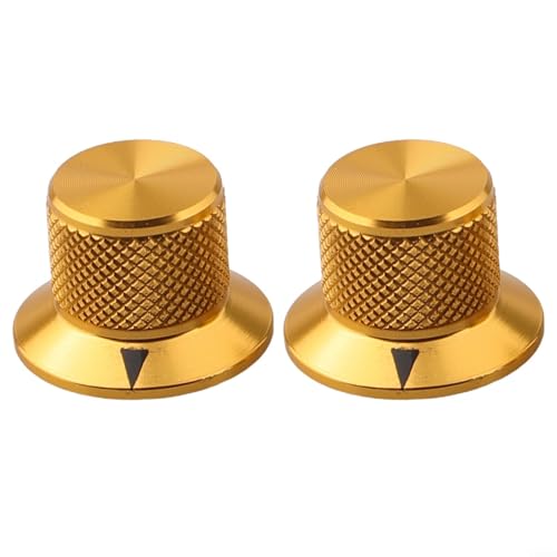 Aluminium-Potentiometer-Drehknopf-Set für Audio-Steuerung, 2 Stück, mit 6 mm Schaft-Design (Gold) von LifenaviStore