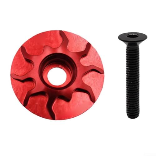 CNC-gefertigte Headset-Kappe aus Aluminiumlegierung mit zuverlässigem Edelstahlbolzen zum Radfahren (rot) von LifenaviStore
