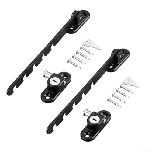 Fensterschlossbegrenzer 2er Set verstellbar mehrstufig für sichere Lüftungskontrolle und erhöhte Stabilität geeignet für verschiedene Fenstertypen (Schwarz) von LifenaviStore