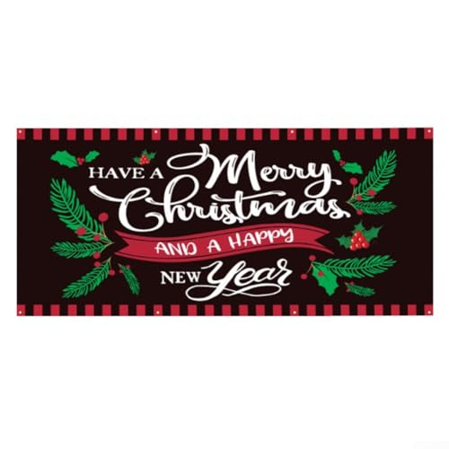 Festliche Garagentorflagge Banner mit leuchtendem Weihnachtsdesign, aus Polyestergewebe, inklusive Ösen zur Montage, für saisonale Dekoration (B) von LifenaviStore