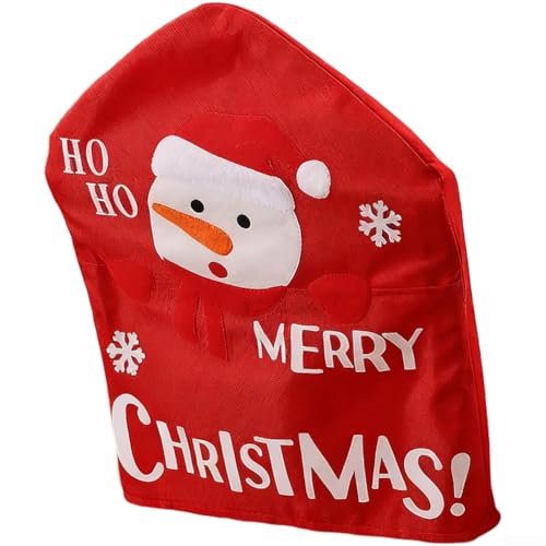 Festlicher Weihnachtsstuhl-Bezug mit Weihnachtsmann-Schneemann-Rentier-Drucken auf Stoff für Feiertags-Esszimmer-Dekoration (B) von LifenaviStore