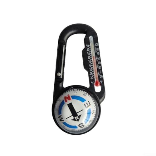 Für Outdoor Für Kompass Karabiner Clip mit Integriertem Thermometer, Kompaktes Mini-Werkzeug zur Temperatur- und Richtungsüberwachung bei Wander- und Campingausflügen (C) von LifenaviStore