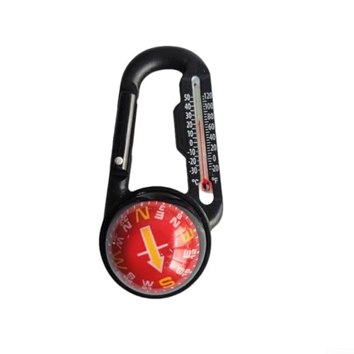 Kunststoff für Kompass Karabiner Clip mit Thermometer, kompaktes Mini für Outdoor-Werkzeug für Entdecker, die Temperaturmessungen beim Wandern oder Camping benötigen (A) von LifenaviStore