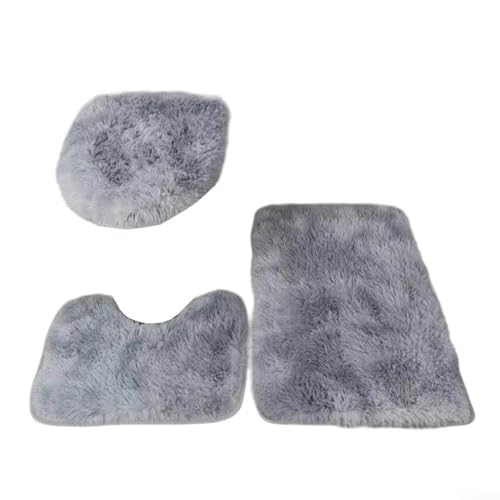 LifenaviStore Coziness Meets Style 3-teiliges Badezimmerteppich-Set aus weicher Mikrofaser mit sicheren Anti-Rutsch-Funktionen (grau) von LifenaviStore