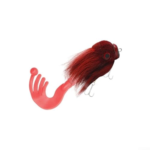 Rosewood Mini Mouse Swimbait Handmade for Musky Bass Hike Fishing with Solid Rig Sinking Bait and Natural Deer Hair Craft for Reduced Snags and Stability (Red) von LifenaviStore