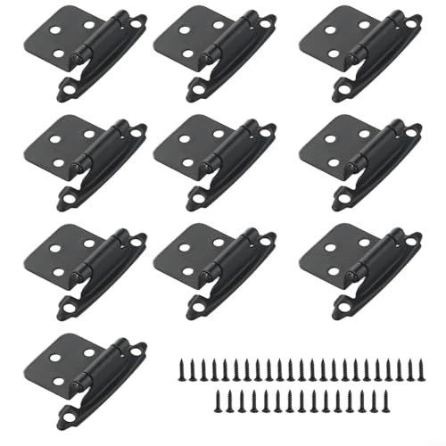 Set mit 10 selbstschließenden Schranktürscharnieren aus robustem kaltgewalztem Stahl (schwarz) von LifenaviStore