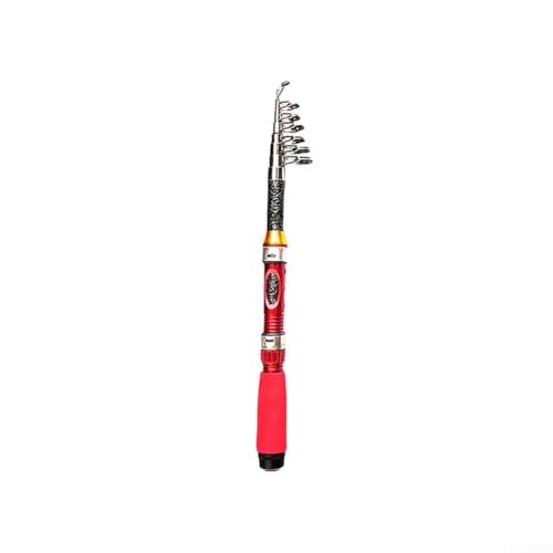 Teleskop-Mini-Angelrute mit Spinnrolle, leicht und ideal für Outdoor-Abenteuer (1,7 m Rot) von LifenaviStore