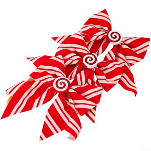 Weihnachtsschleife mit gestreiftem Süßigkeiten-Design für Baum und Fensterdekoration in Tuch (Kombination) von LifenaviStore