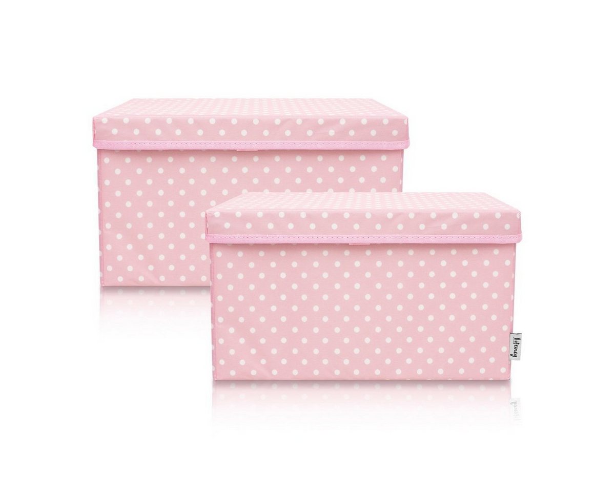 Lifeney Faltbox Aufbewahrungsbox Punkte, Rosa, groß, 2er Set von Lifeney