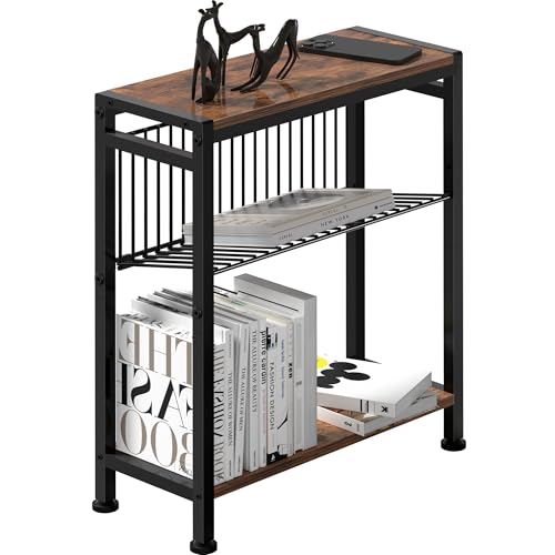 Beistelltisch schmal, Couchtisch klein mit 3 Ablagen, Zeitschriftenhalter, Sofa Beistelltisch für schmale Räume, Drahtgeflecht, Nachttisch, für Wohnzimmer, Schlafzimmer, Arbeitszimmer, vintagebraun Beistelltisch schmal, Couchtisch klein mit 3 Ablagen, Zeitschriftenhalter, Sofa Beistelltisch für schmale Räume, Drahtgeflecht, Nachttisch, für Wohnzimmer, Schlafzimmer, Arbeitszimmer, vintagebraun von Lifenite