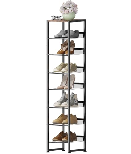 Vertikales Schuhregal mit 8 Ebenen, Eck-Schuhaufbewahrung, Organizer, schmaler Schuhturm für 8 Paar, platzsparend, stabiles Metall-Schuhregal, verstellbar, freistehend, für Eingang, Flur, Wohnzimmer Vertikales Schuhregal mit 8 Ebenen, Eck-Schuhaufbewahrung, Organizer, schmaler Schuhturm für 8 Paar, platzsparend, stabiles Metall-Schuhregal, verstellbar, freistehend, für Eingang, Flur, Wohnzimmer von Lifenite