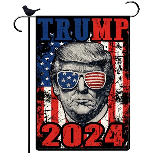 Lifesmells Trump 2024 Gartenflagge Voted for Trump Yard Flagge, 32,5 x 45,7 cm, Trump 2024 Yard Schild, doppelseitig, für drinnen und draußen, dekorativ, niedlich, lustig, Gartenflagge, Camping, von Lifesmells