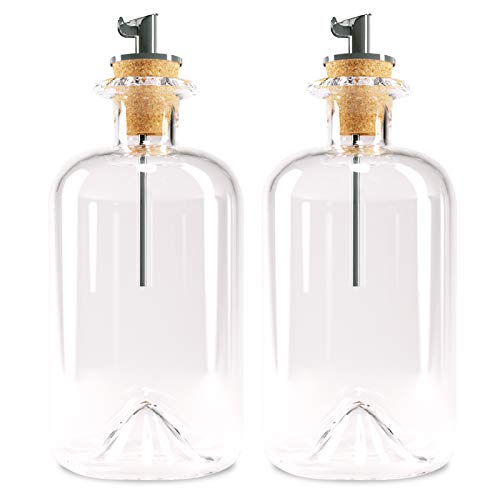 Lifestyle Lover Dosierflasche Olivenöl Essig Spender, Apotheker Glasflasche mit Ausgießer aus Edelstahl Set für Öl & Essig (2er Pack Blanko, 350ml) von Lifestyle Lover