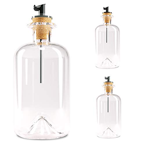 Lifestyle Lover Dosierflasche Olivenöl Essig Spender, Apotheker Glasflasche mit Ausgießer aus Edelstahl Set für Öl & Essig (3er Pack Blanko, 350ml) von Lifestyle Lover