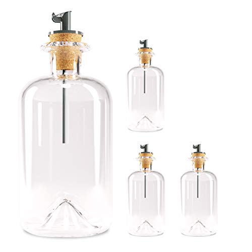 Lifestyle Lover Dosierflasche Olivenöl Essig Spender, Apotheker Glasflasche mit Ausgießer aus Edelstahl Set für Öl & Essig (4er Pack Blanko, 350ml) von Lifestyle Lover