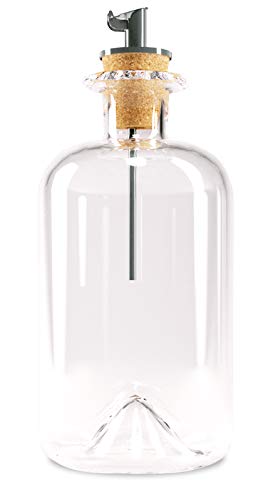 Lifestyle Lover Dosierflasche Olivenöl Essig Spender, Apotheker Glasflasche mit Ausgießer aus Edelstahl für Öl & Essig (Dosierflasche Blanko, 350ml) von Lifestyle Lover