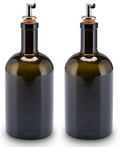 Lifestyle Lover Öl und Essig Spender Set Apothekerflasche Glas antikgrün Olivenöl mit Ausgießer aus Edelstahl für Öl & Essig (2er Pack Blanko 500ml) von Lifestyle Lover