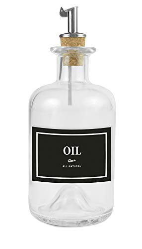 Lifestyle Lover Ölivenöl und Essig Spender, Apotheker Glasflasche mit Ausgießer aus Edelstahl für Öl & Essig (Oil Schwarz/Weiß, 350ml) von Lifestyle Lover