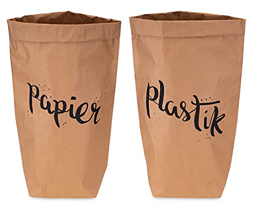 Lifestyle Lover Papiersack Paper Bag Sack Kraftpapier Beutel Mülleimer Braun (2er Pack Papier & Plastik) von Lifestyle Lover